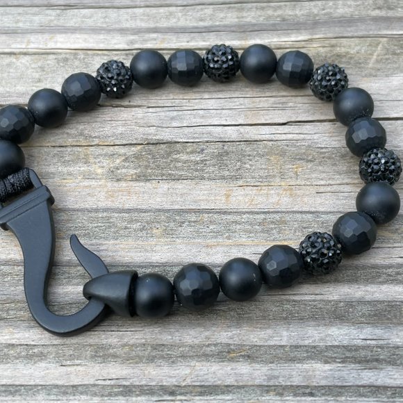 Nordstrom Rack Bracelet Men Wristband Black beads - Picture 8 of 9